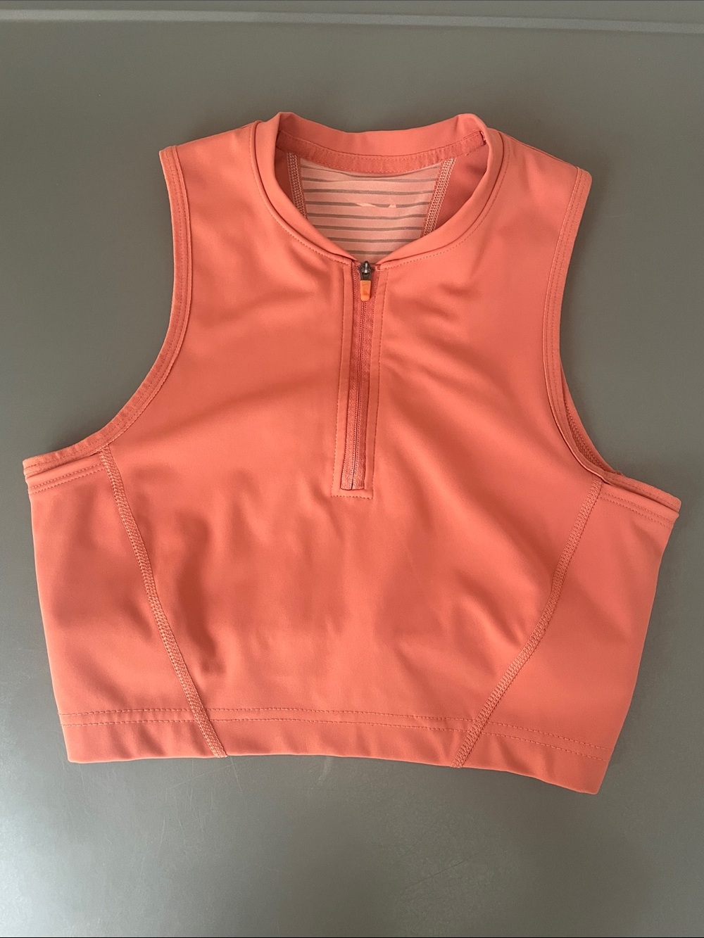 Nike Pro coral half-zip running crop top